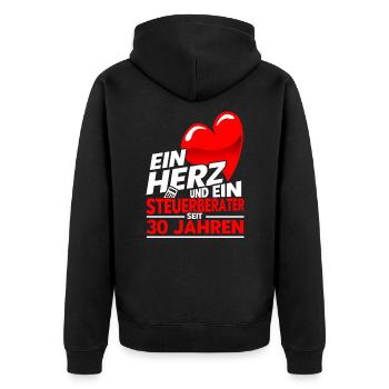 Perlenhochzeit Ehepaar 30. Hochzeitstag Geschenk - Unisex Premium Bio Zip Hoodie - Schwarz - Hinten - Nico (187cm)