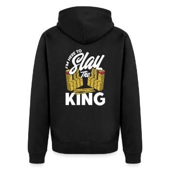 Kubb Ich bin hier, um den König zu töten Geschenk - Unisex Premium Bio Zip Hoodie - Schwarz - Hinten - Nico (187cm)