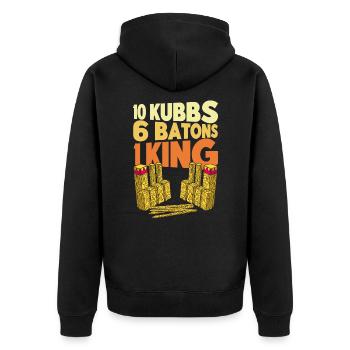 Kubb 10 Kubbs 6 Stöcke 1 König Geschenk - Unisex Premium Bio Zip Hoodie - Schwarz - Hinten - Nico (187cm)
