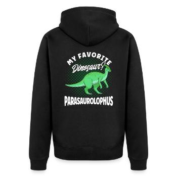 Parasaurolophus Dinosaur Lover Gift - Unisex Premium Organic Zip Hoodie - black - Back - Nico (187cm)