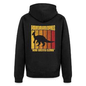 Parasaurolophus Dinosaur Lover Gift - Unisex Premium Organic Zip Hoodie - black - Back - Nico (187cm)