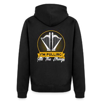 Harfenist Ich ziehe alle Saiten Geschenk - Unisex Premium Bio Zip Hoodie - Schwarz - Hinten - Nico (187cm)