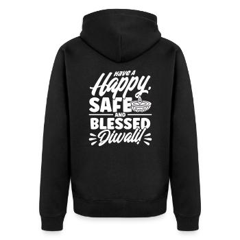 Diwali Hindus Sikh Fest der Lichter Geschenk - Unisex Premium Bio Zip Hoodie - Schwarz - Hinten - Nico (187cm)