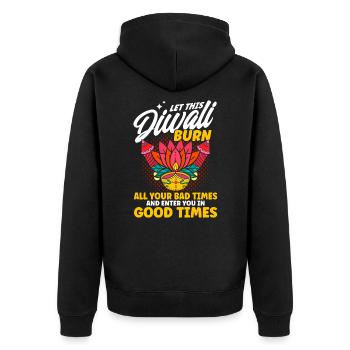 Diwali Hindus Sikh Fest der Lichter Geschenk - Unisex Premium Bio Zip Hoodie - Schwarz - Hinten - Nico (187cm)