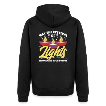 Diwali Hindus Sikh Fest der Lichter Geschenk - Unisex Premium Bio Zip Hoodie - Schwarz - Hinten - Nico (187cm)