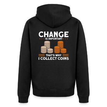 Coin Collection Coin Collectors Numismatics Coin Collections - Unisex Premium Organic Zip Hoodie - black - Back - Nico (187cm)