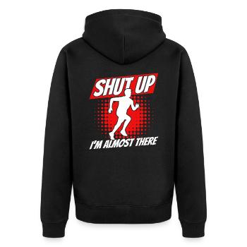 Jogging Running Runner Gift - Unisex Premium Organic Zip Hoodie - black - Back - Nico (187cm)