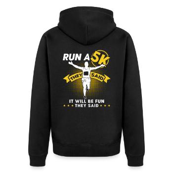 Half Marathon Running Jogger Gift - Unisex Premium Organic Zip Hoodie - black - Back - Nico (187cm)