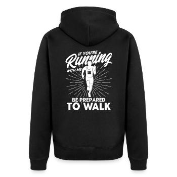 Half Marathon Jogging Running Gift - Unisex Premium Organic Zip Hoodie - black - Back - Nico (187cm)