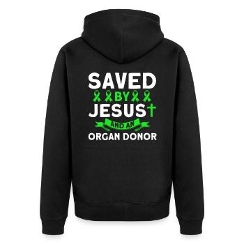 Transplantiert Organtransplantation Operation - Unisex Premium Bio Zip Hoodie - Schwarz - Hinten - Nico (187cm)