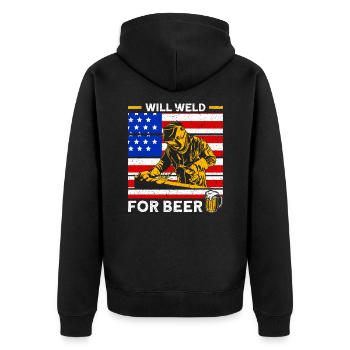 Soudeur SOUDEUR USA Cadeau patriotique - Veste à capuche bio Premium Unisexe - noir - Dos - Nico (187cm)