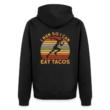 Running Half Marathon Jogging Gift - Unisex Premium Organic Zip Hoodie - black - Back - Nico (187cm)