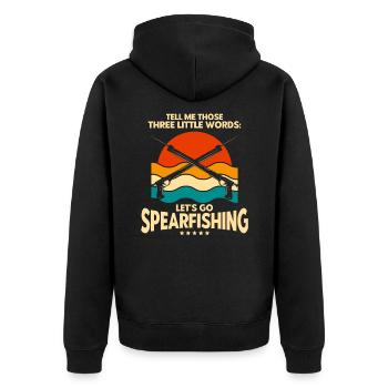 Speerfischer Lass uns Speerfischen gehen Geschenk - Unisex Premium Bio Zip Hoodie - Schwarz - Hinten - Nico (187cm)