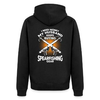 Speerfischen Freitaucher Speerfischer Fischer - Unisex Premium Bio Zip Hoodie - Schwarz - Hinten - Nico (187cm)