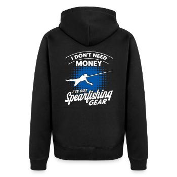 Speerfischen Freitaucher Speerfischer Fischer - Unisex Premium Bio Zip Hoodie - Schwarz - Hinten - Nico (187cm)