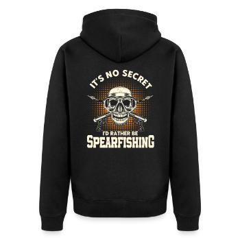 Speerfischen Freitaucher Speerfischer Fischer - Unisex Premium Bio Zip Hoodie - Schwarz - Hinten - Nico (187cm)