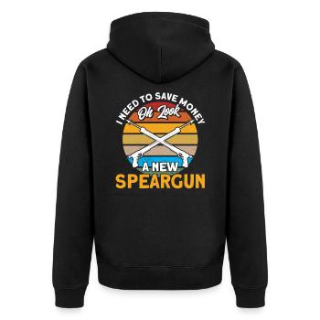 Speerfischen Freitaucher Speerfischer Fischer - Unisex Premium Bio Zip Hoodie - Schwarz - Hinten - Nico (187cm)