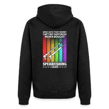 Speerfischen Freitaucher Speerfischer Fischer - Unisex Premium Bio Zip Hoodie - Schwarz - Hinten - Nico (187cm)