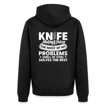 Forge Knives Blacksmith Knife Collection Gift - Unisex Premium Organic Zip Hoodie - black - Back - Nico (187cm)