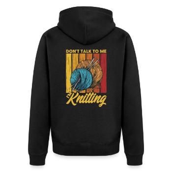 Garn stricken Stricken Stricken Liebhaber Geschenk - Unisex Premium Bio Zip Hoodie - Schwarz - Hinten - Nico (187cm)