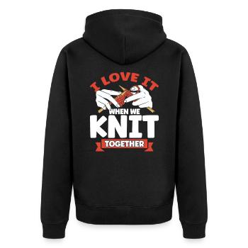 Knitting Knitting Knitting Lovers Gift - Unisex Premium Organic Zip Hoodie - black - Back - Nico (187cm)