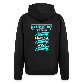 Knitting Fabric Knitting Knitting Gift - Unisex Premium Organic Zip Hoodie - black - Back - Nico (187cm)