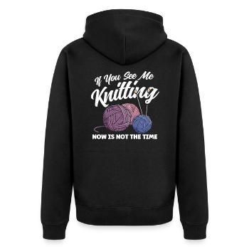 Garn stricken Stricken Stricken Liebhaber Geschenk - Unisex Premium Bio Zip Hoodie - Schwarz - Hinten - Nico (187cm)