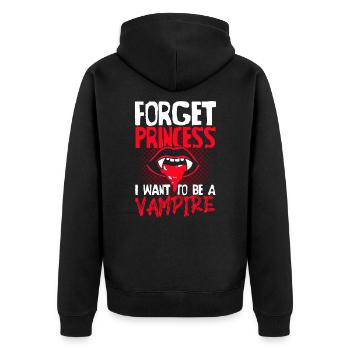 Horror Halloween Prinzessin Vampir Gruselig - Unisex Premium Bio Zip Hoodie - Schwarz - Hinten - Nico (187cm)
