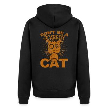 Horror Halloween Ängstliche Katze Gruselig - Unisex Premium Bio Zip Hoodie - Schwarz - Hinten - Nico (187cm)