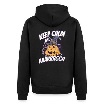 Horror Halloween Ruhig bleiben Gruselig - Unisex Premium Bio Zip Hoodie - Schwarz - Hinten - Nico (187cm)