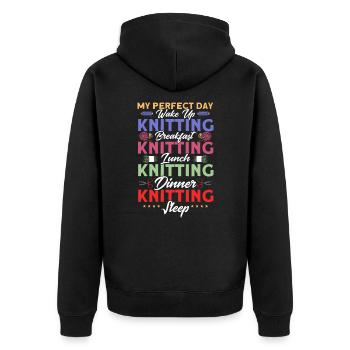 Knitting Fabric Knitting Knitting Gift - Unisex Premium Organic Zip Hoodie - black - Back - Nico (187cm)