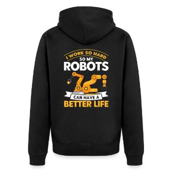 Robotic Robot Robotics Engineer Gift - Unisex Premium Organic Zip Hoodie - black - Back - Nico (187cm)