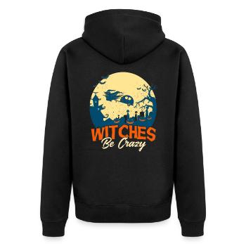 Horror Halloween Hexen sind verrückt Gruselig - Unisex Premium Bio Zip Hoodie - Schwarz - Hinten - Nico (187cm)