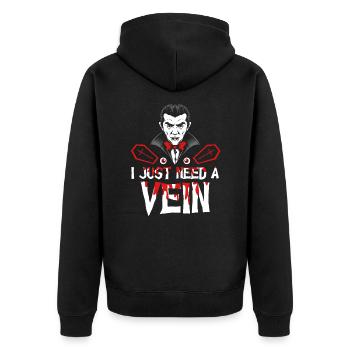 Horror Halloween Brauche eine Vene Gruselig - Unisex Premium Bio Zip Hoodie - Schwarz - Hinten - Nico (187cm)