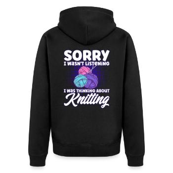 Stricken Stricken Liebhaber Stricken Geschenk - Unisex Premium Bio Zip Hoodie - Schwarz - Hinten - Nico (187cm)