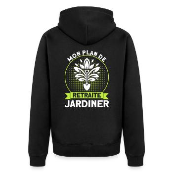 Gartenarbeit Gärtner Schrebergarten Geschenk - Unisex Premium Bio Zip Hoodie - Schwarz - Hinten - Nico (187cm)