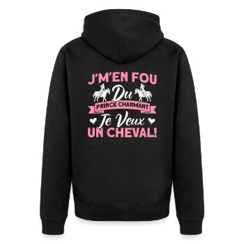 Pferde Reiter Reiten Geschenk - Unisex Premium Bio Zip Hoodie - Schwarz - Hinten - Nico (187cm)
