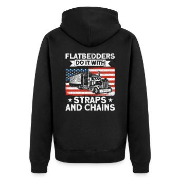 Sattelschlepper Trucker Lkw-Fahrer Geschenk - Unisex Premium Bio Zip Hoodie - Schwarz - Hinten - Nico (187cm)