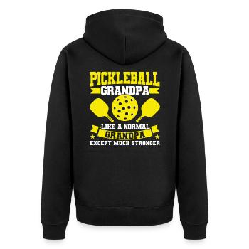 Pickleball Pickleball spielen Paddleball Geschenk - Unisex Premium Bio Zip Hoodie - Schwarz - Hinten - Nico (187cm)