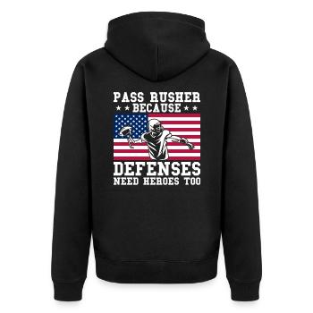 American Football Mannschaft American Football Ame - Unisex Premium Bio Zip Hoodie - Schwarz - Hinten - Nico (187cm)