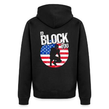 American Football Football Spieler American Footba - Unisex Premium Bio Zip Hoodie - Schwarz - Hinten - Nico (187cm)