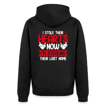 Foster Parents Adoption Adoptive Parents Gift - Unisex Premium Organic Zip Hoodie - black - Back - Nico (187cm)