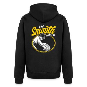 Betonbauer Stahlbetonbauer Betonmischer Geschenk - Unisex Premium Bio Zip Hoodie - Schwarz - Hinten - Nico (187cm)