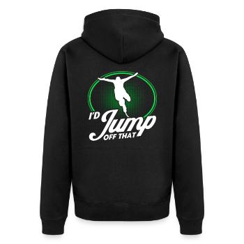 Extremsport Bungee Springen Bungee Springer - Unisex Premium Bio Zip Hoodie - Schwarz - Hinten - Nico (187cm)