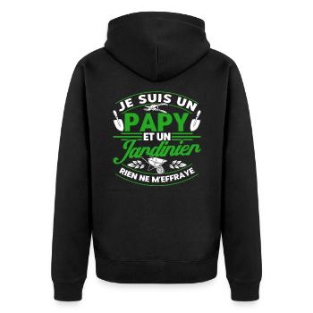 Gärtner Schrebergarten Gartenarbeit Geschenk - Unisex Premium Bio Zip Hoodie - Schwarz - Hinten - Nico (187cm)