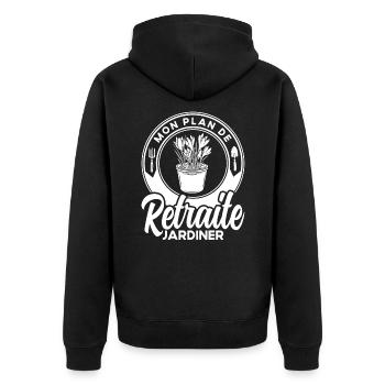Gartenarbeit Gärtner Schrebergarten Geschenk - Unisex Premium Bio Zip Hoodie - Schwarz - Hinten - Nico (187cm)