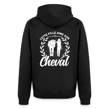 Pferde Reiten Reiter Geschenk - Unisex Premium Bio Zip Hoodie - Schwarz - Hinten - Nico (187cm)