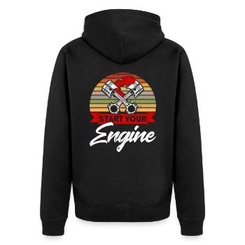 Autorennen Drag Racer Drag Race Geschenk - Unisex Premium Bio Zip Hoodie - Schwarz - Hinten - Nico (187cm)