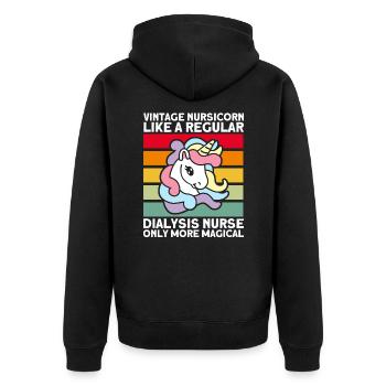 Dialyse Dialyse Schwester Krankenpflege Geschenk - Unisex Premium Bio Zip Hoodie - Schwarz - Hinten - Nico (187cm)