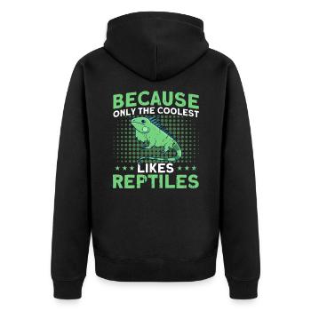 Eidechsen Reptil Reptilienliebhaber Geschenk - Unisex Premium Bio Zip Hoodie - Schwarz - Hinten - Nico (187cm)